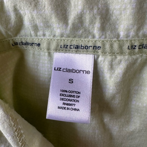 Liz Claiborne Light Green Short Sleeve Pajama Button-Up Top - Picture 3 of 6